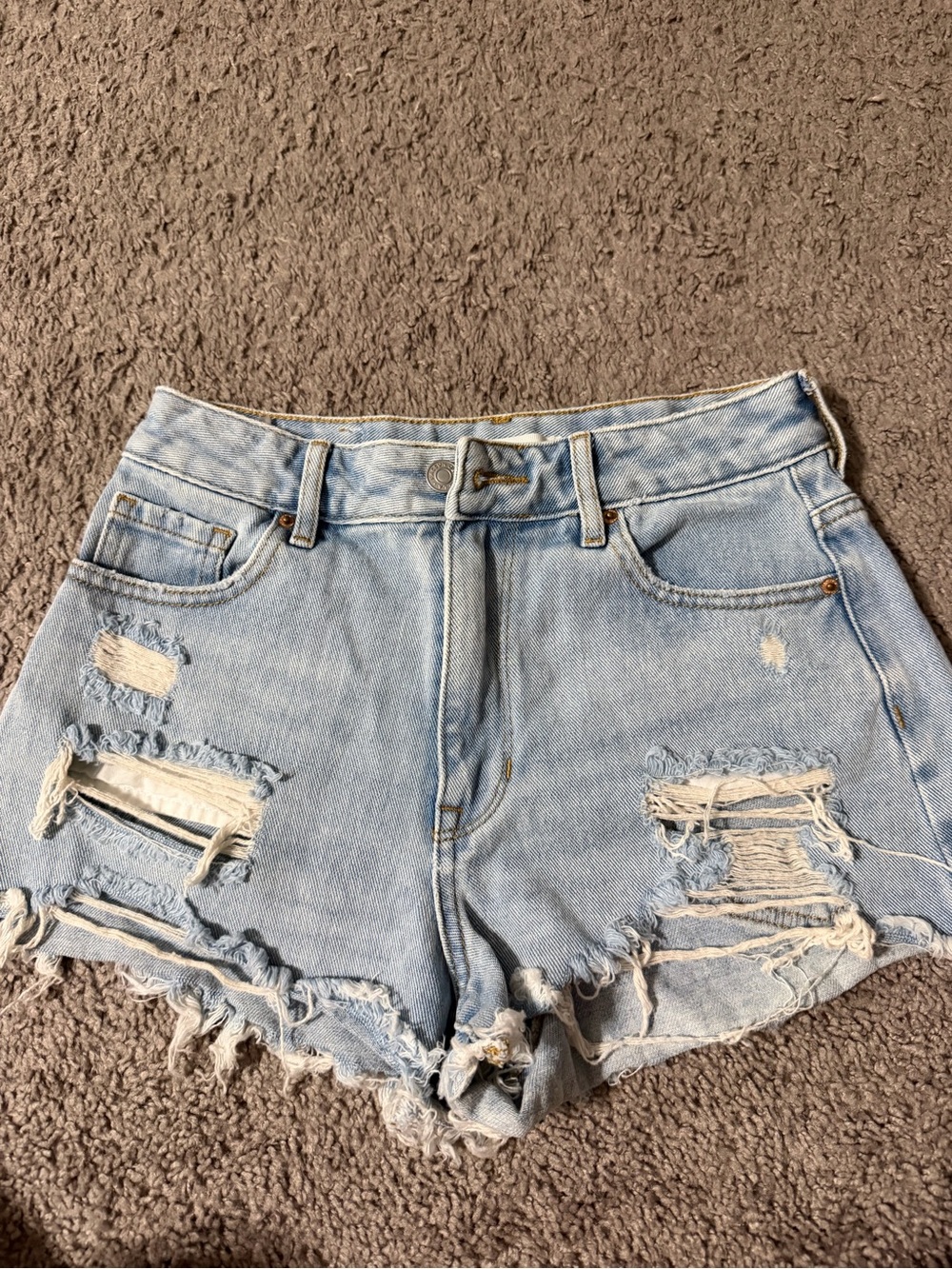 Pacsun High-Rise Light Blue Distressed Denim Shorts